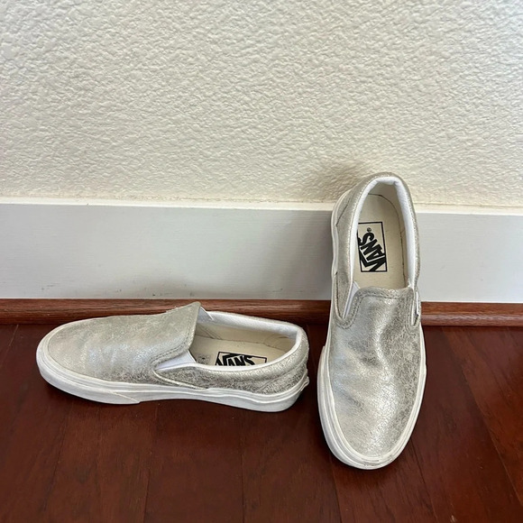 VANS CLASSIC SLIP-ON (CRACKED SILVER) SHOES men 5 women 6.5 - Picture 5 of 11